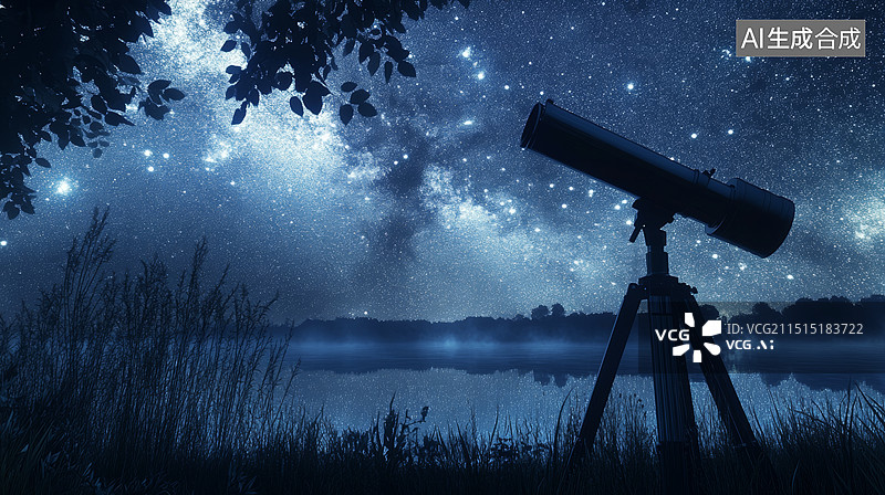 【AI数字艺术】夜空中的天文观测图片素材