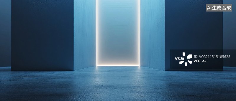 【AI数字艺术】蓝色发光空间图片素材