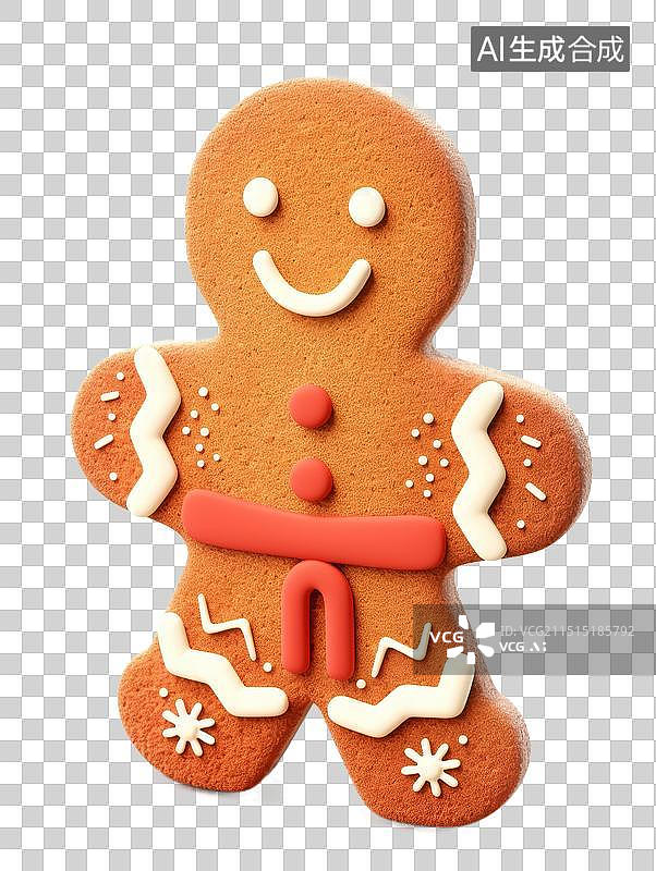 【AI数字艺术】圣诞节姜糖人3D渲染节日装饰元素图片素材