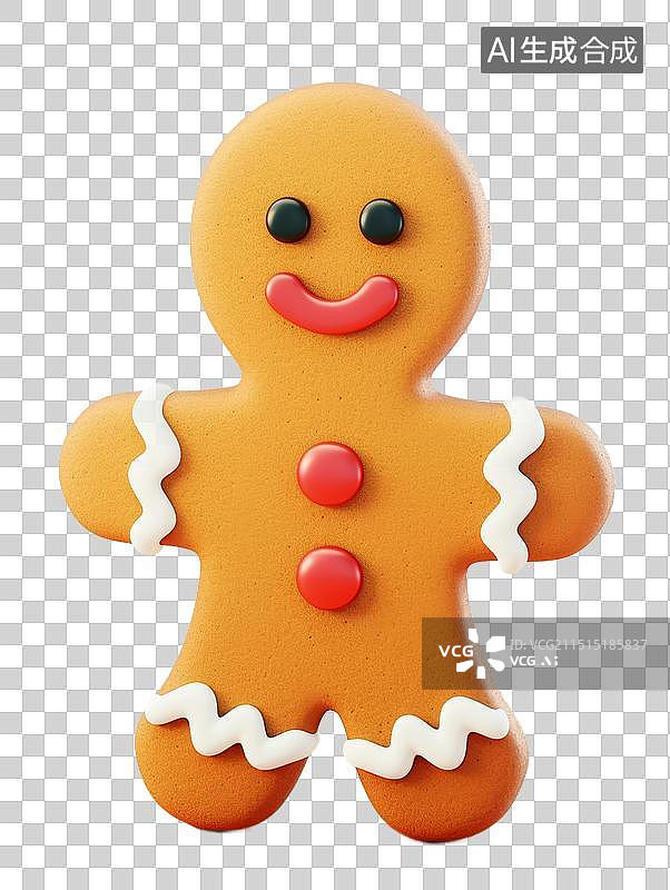 【AI数字艺术】圣诞节姜糖人3D渲染节日装饰元素图片素材