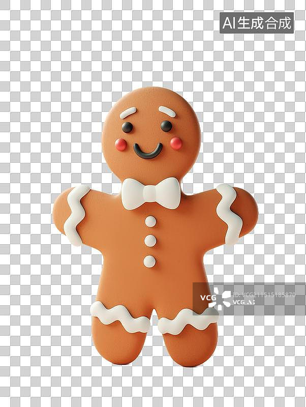 【AI数字艺术】圣诞节姜糖人3D渲染节日装饰元素图片素材