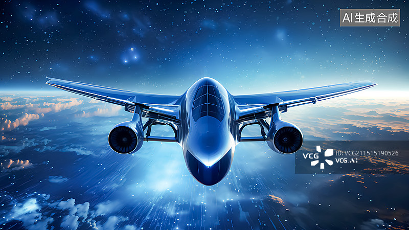【AI数字艺术】飞机科技概念插画图片素材