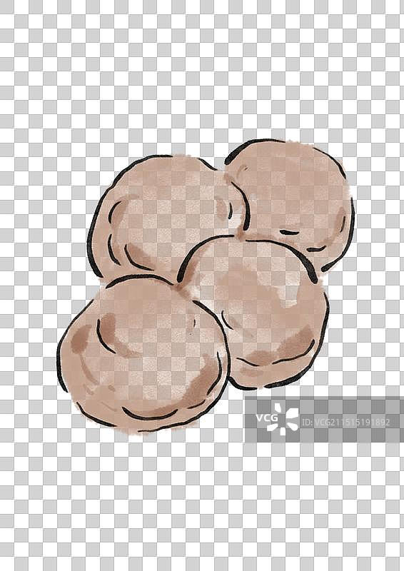 国潮风龙岩客家美食插画元素-芋包图片素材