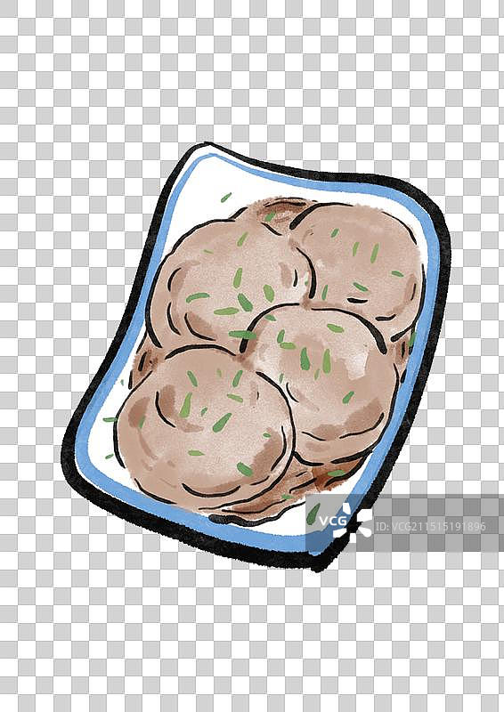 国潮风龙岩客家美食插画元素-芋包图片素材