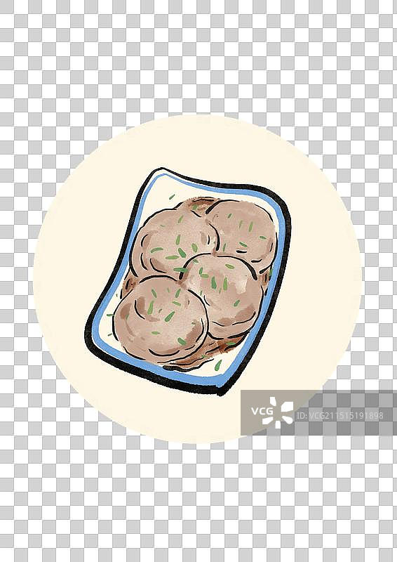 国潮风龙岩客家美食插画元素-芋包图片素材