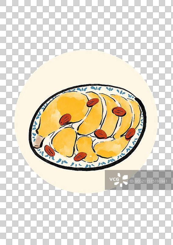 国潮风龙岩客家美食插画元素-白斩鸡图片素材