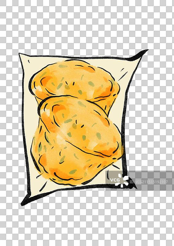 国潮风龙岩客家美食插画元素-灯盏糕图片素材