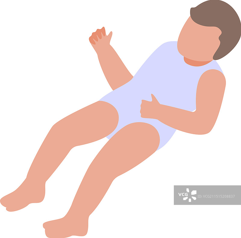 穿着连体衣躺下的男婴抬起图片素材