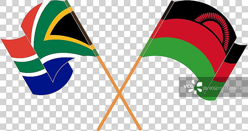 南非交叉挥舞的旗帜图片素材
