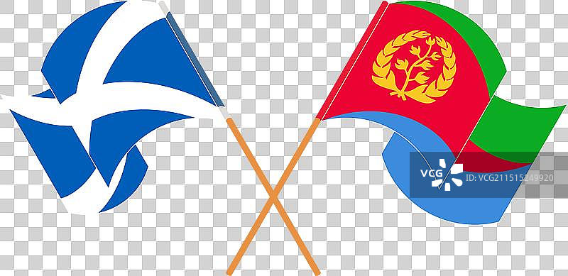 苏格兰和厄立特里亚交叉挥舞的旗帜图片素材