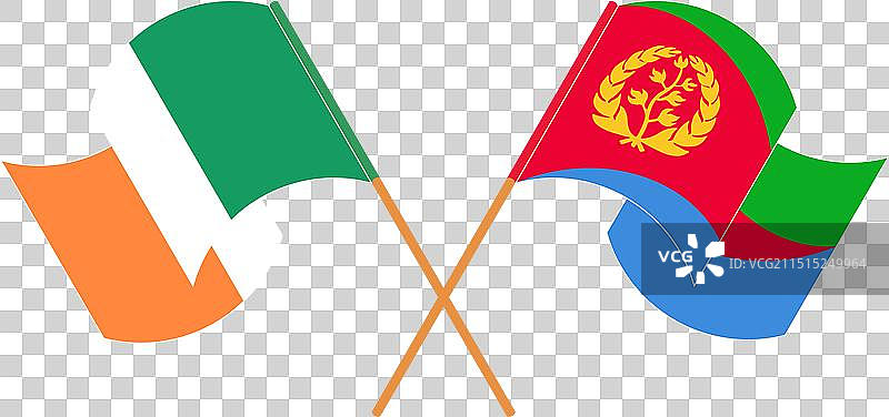 爱尔兰和厄立特里亚交叉挥舞的旗帜图片素材