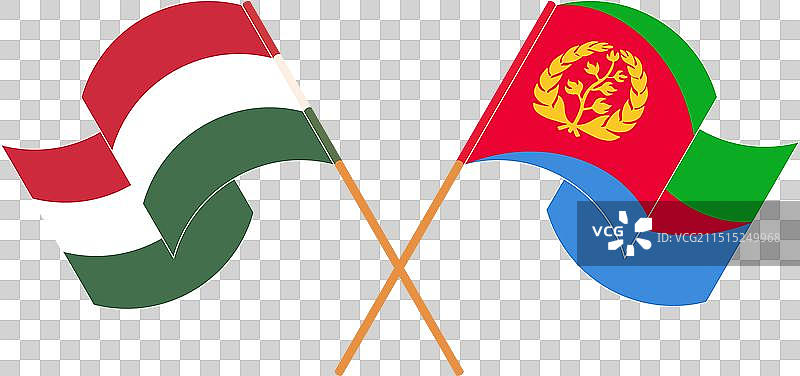 匈牙利和厄立特里亚交叉挥舞的旗帜图片素材
