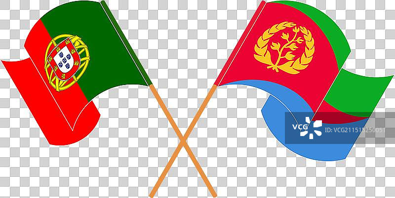 葡萄牙和厄立特里亚的交叉挥舞旗帜图片素材