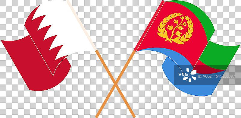 巴林和厄立特里亚交叉挥舞的旗帜图片素材