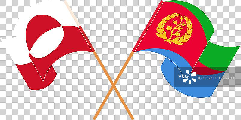 格陵兰和厄立特里亚交叉挥舞的旗帜图片素材