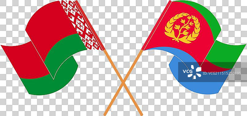 白俄罗斯与厄立特里亚交叉挥舞的旗帜图片素材