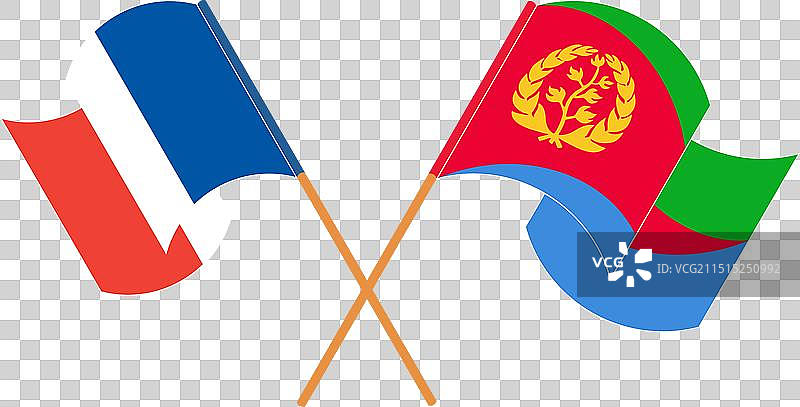 法国和厄立特里亚的交叉旗帜图片素材