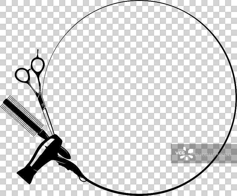 圆形吹风机、剪刀、梳子图片素材