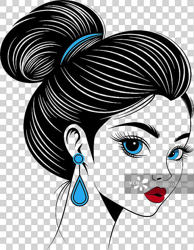 有着蓝色头发的美丽女人轮廓图片素材