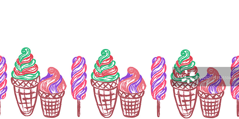 可爱无缝边框蜡笔图画图片素材