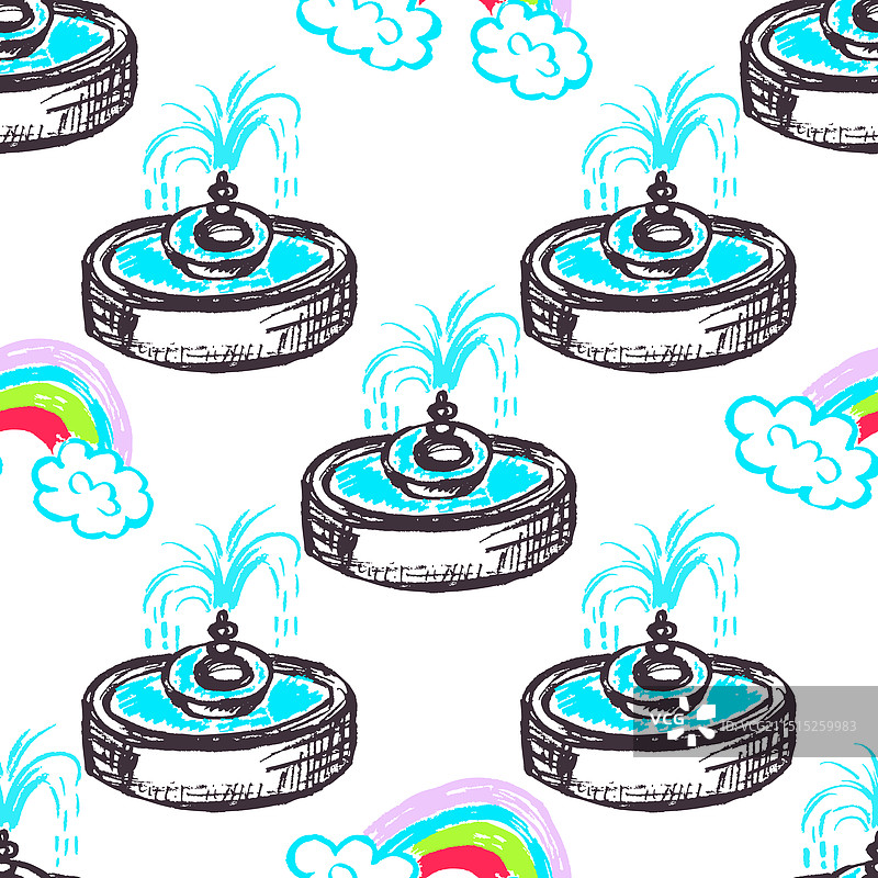 儿童蜡笔画无缝图案图片素材