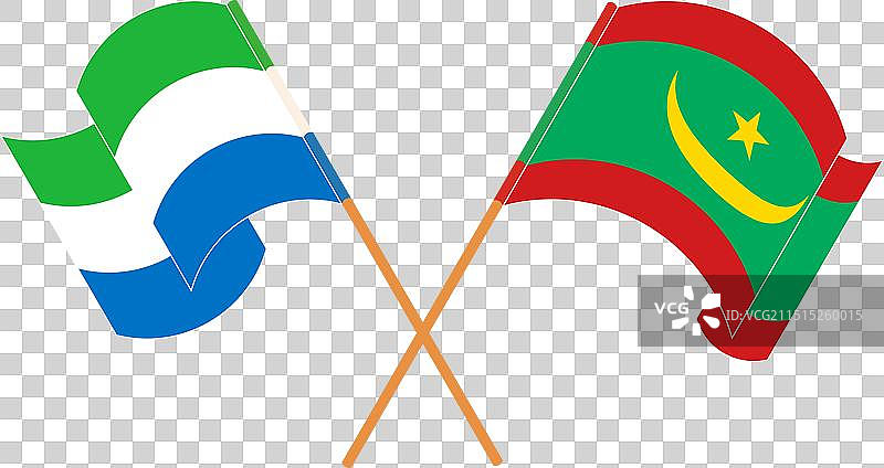 塞拉利昂交叉飘扬的旗帜图片素材