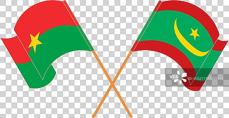 布基纳法索的交叉挥舞旗帜图片素材
