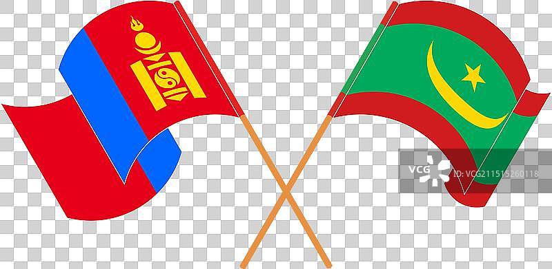 蒙古国旗帜交叉飘扬图片素材