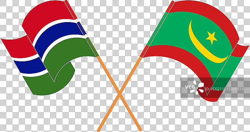 冈比亚国旗交叉飘扬图片素材