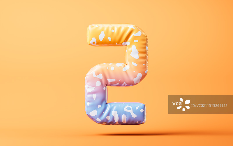 橙色膨胀风格气球数字图片素材