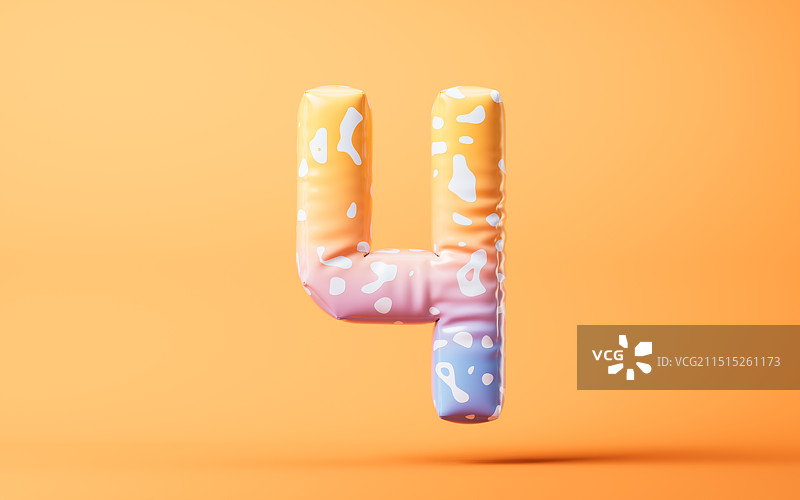 橙色膨胀风格气球数字图片素材