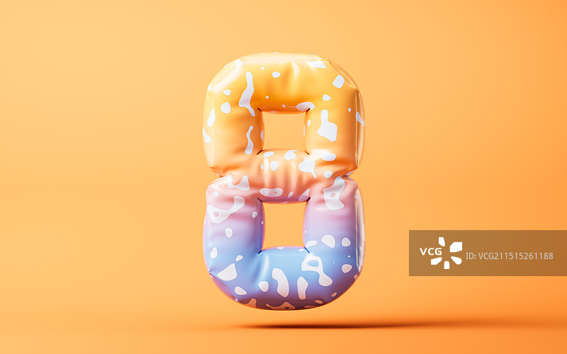 橙色膨胀风格气球数字图片素材