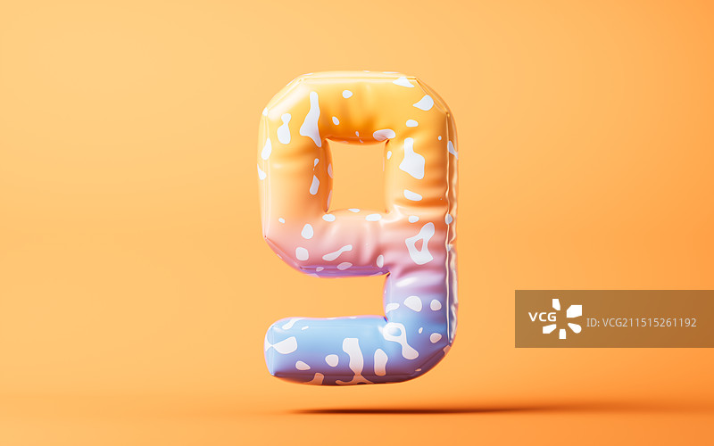 橙色膨胀风格气球数字图片素材