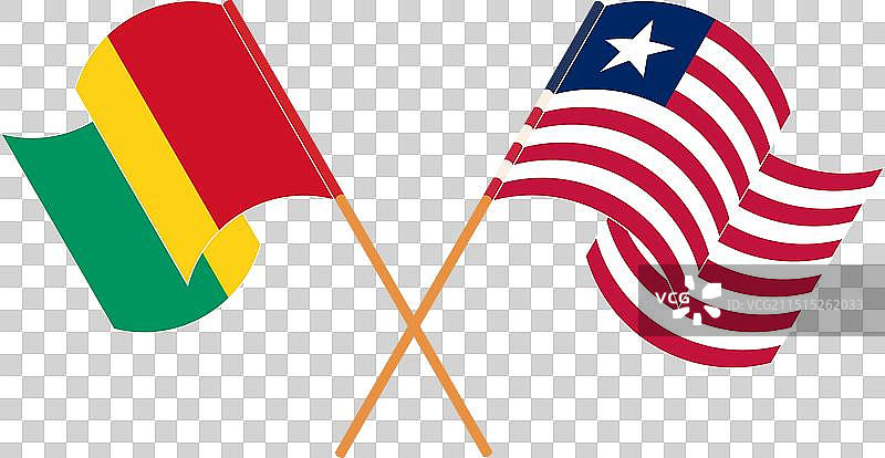 几内亚和利比里亚交叉挥舞的旗帜图片素材