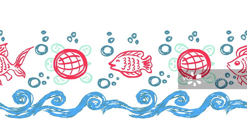 可爱无缝边框蜡笔图画图片素材