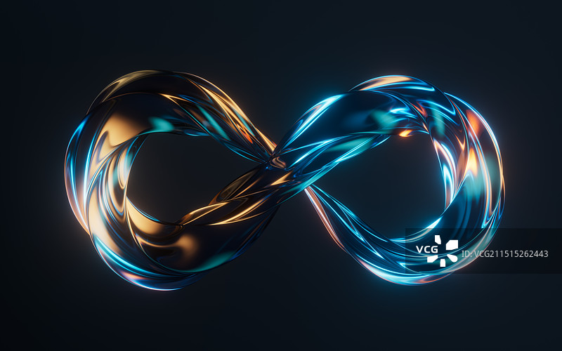 霓虹玻璃曲线莫比乌斯环三维渲染图片素材