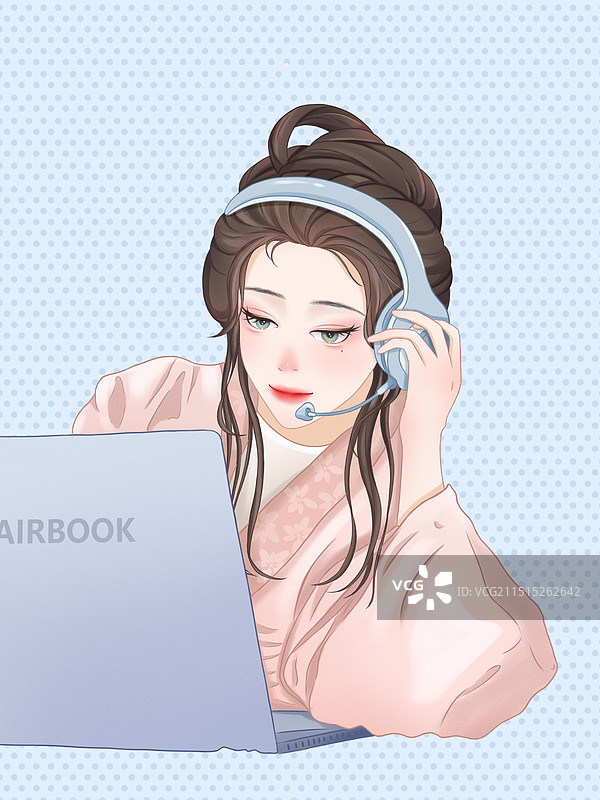 看电脑女孩图片素材