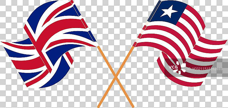 英国交叉挥舞的旗帜图片素材