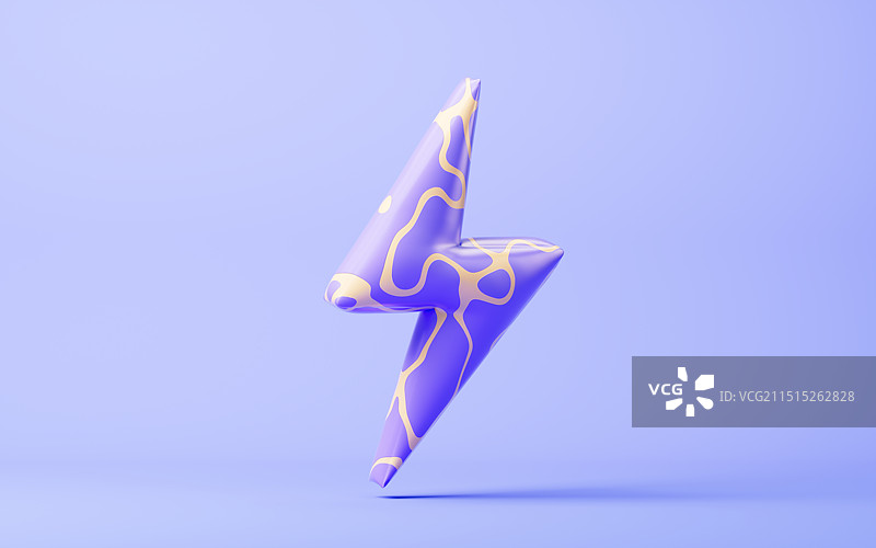 卡通膨胀风格闪电符号三维渲染图片素材