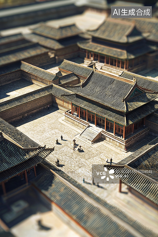 【AI数字艺术】古代城市宫殿的航拍视角图片素材