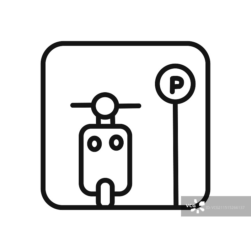 摩托车停车图标线性图形合集图片素材