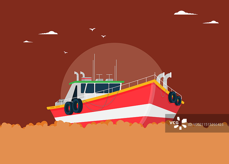 河流海洋和渔船的概念图片素材