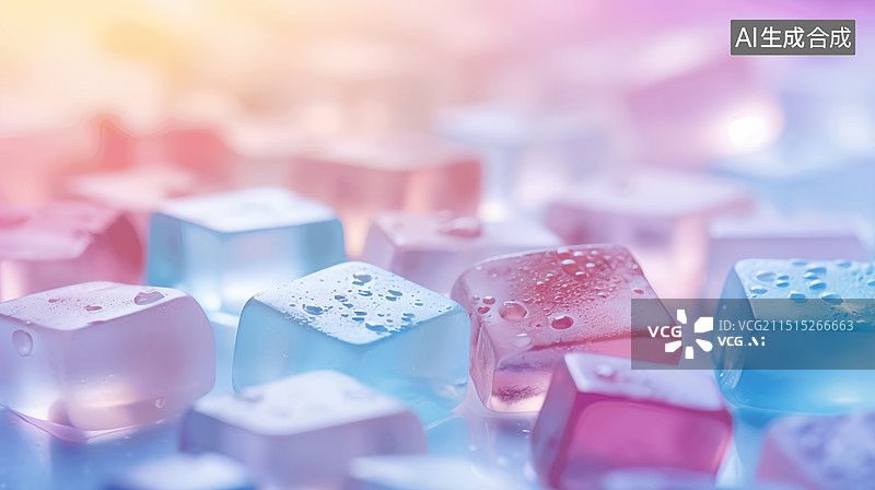 【AI数字艺术】梦幻多巴胺彩色格子冰块背景图片素材