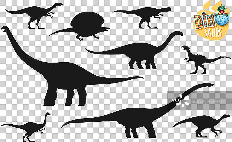 恐龙剪影合集图片素材