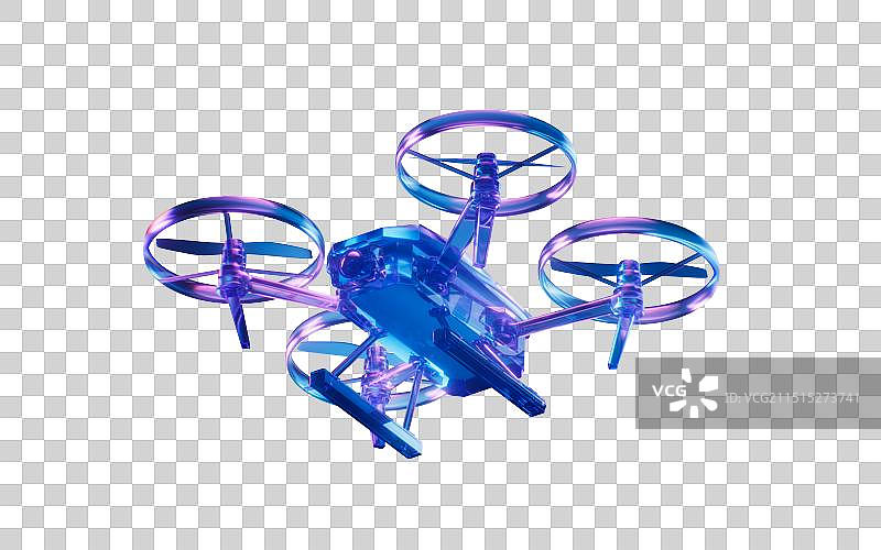 透明霓虹风格无人机三维渲染图片素材