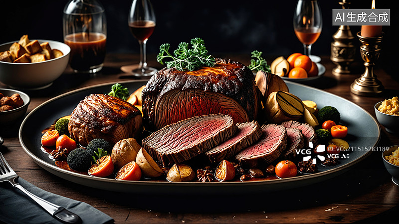 【AI数字艺术】圣诞烤肉盛宴图片素材