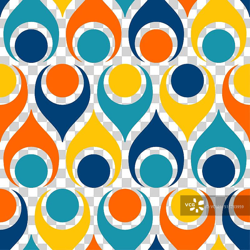 复古原子泪珠青色橙色图案图片素材