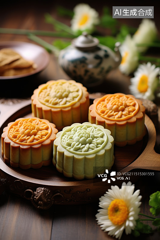 【AI数字艺术】中秋月饼图片素材