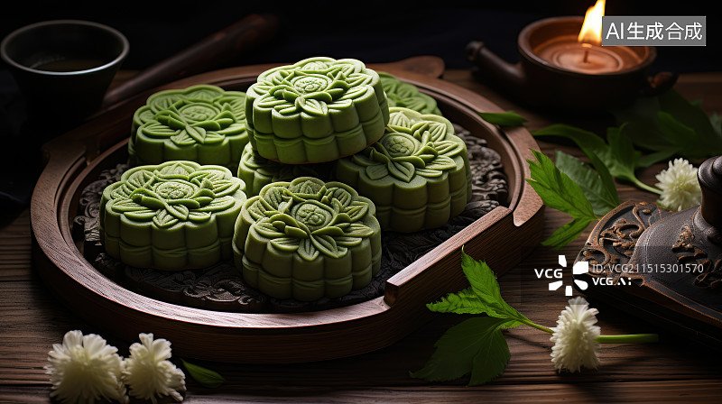 【AI数字艺术】中秋月饼图片素材