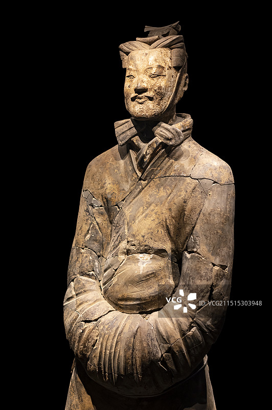 文官俑 秦（公元前221年—公元前207年） 西安市临潼区秦始皇陵陪葬坑出土 陕西历史博物馆图片素材